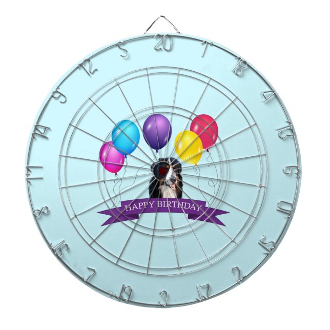 Bernese Mountain Dog Happy Birthday Dartboard (Front)