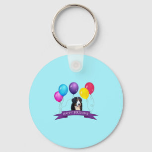 Bernese Mountain Dog Happy Birthday Keychain