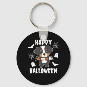 Bernese Mountain Dog Happy Halloween Dog Costume Keychain