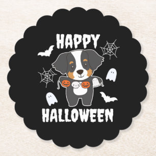 Bernese Mountain Dog Happy Halloween Dog Costume Paper Coaster