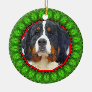 Bernese Mountain Dog Happy Howliday Ceramic Ornament