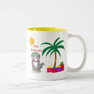 Bernese Mountain Dog Hawaiian Christmas Two-Tone Coffee Mug