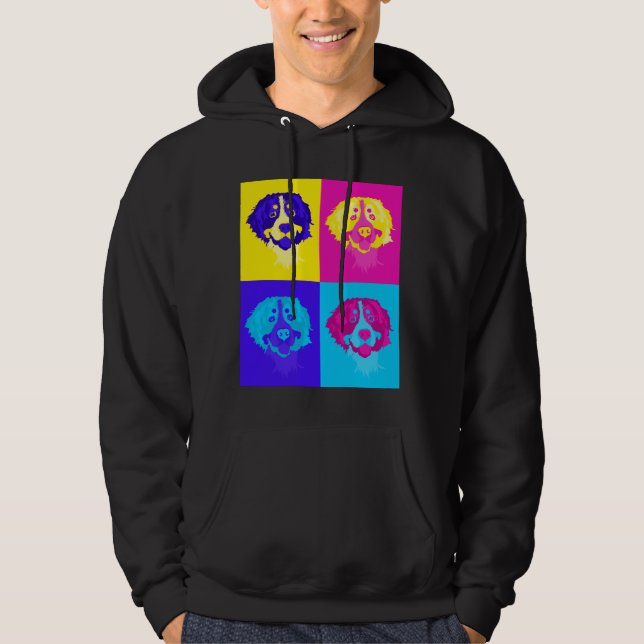 Bernese Mountain Dog  head in Pop Art Hoodie (Front)