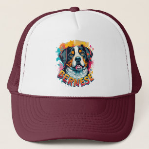 Bernese Mountain Dog Head Vibrant Colour Splash Trucker Hat