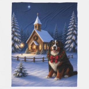 Bernese Mountain Dog Holiday Fleece Blanket