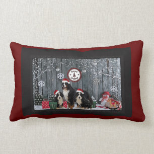 Bernese Mountain dog Holiday Lumbar Pillow