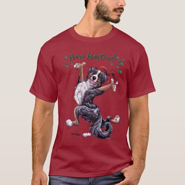 Bernese Mountain Dog Holiday T Shirt (Front)