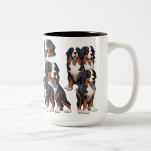 Bernese Mountain Dog Illustrated Character Sheet Two-Tone Coffee Mug
