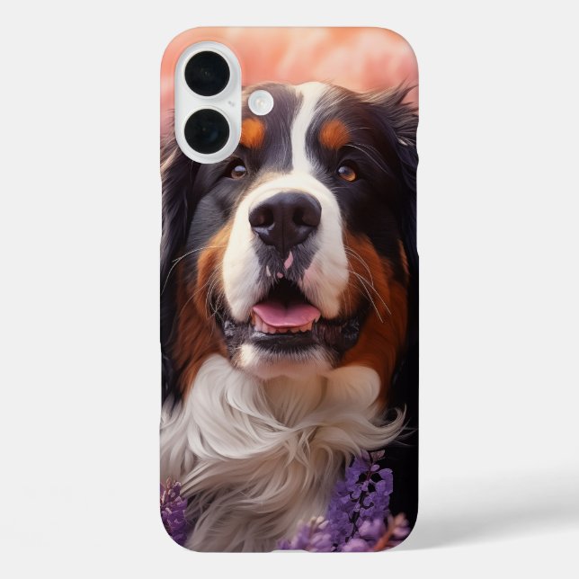 Bernese Mountain Dog in lavenders Case-Mate iPhone Case (Back)