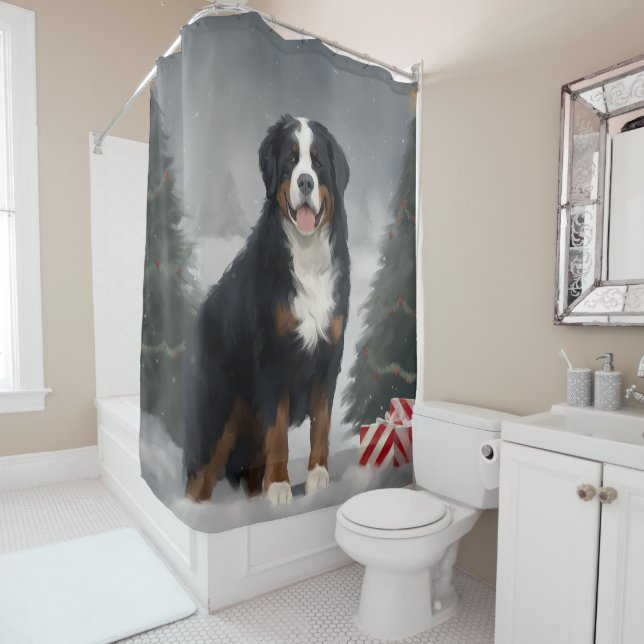 Bernese Mountain Dog in Snow Christmas  (In Situ)