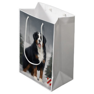 Bernese Mountain Dog in Snow Christmas Medium Gift Bag