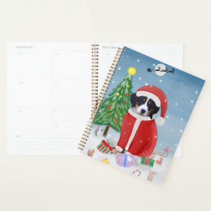 Bernese Mountain Dog in Snow with Christmas Gifts  Planner
