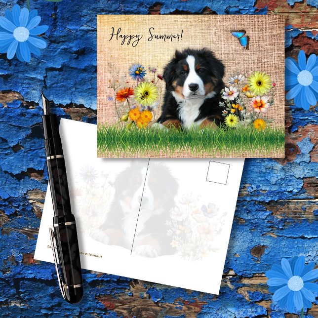 Bernese Mountain Dog in Wildflowers Custom Postcard (Creator Uploaded)