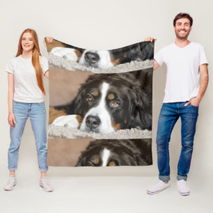 bernese mountain dog laying fleece blanket
