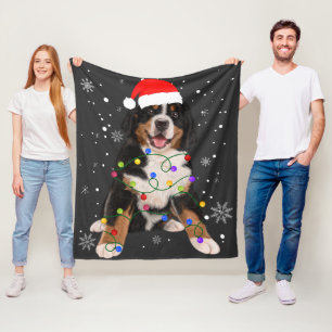 Bernese Mountain Dog Lights Christmas Matching Fam Fleece Blanket