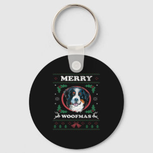 Bernese Mountain Dog Merry Woofmas Christmas Dog G Keychain