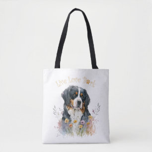 Bernese Mountain Dog Mom Floral Tote Bag