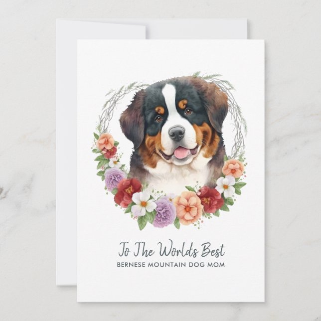 Bernese Mountain Dog Mom Mother’s Day Holiday Card (Front)