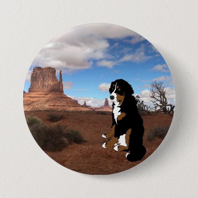 Bernese Mountain Dog Monument Valley 3 Inch Round Button (Front)