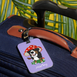 Bernese Mountain Dog Mushroom Cap  Luggage Tag