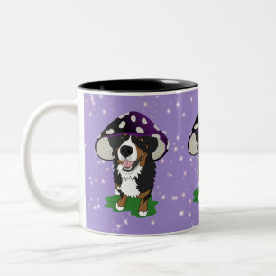 Bernese Mountain Dog Mushroom Cap  Two-Tone Coffee Mug