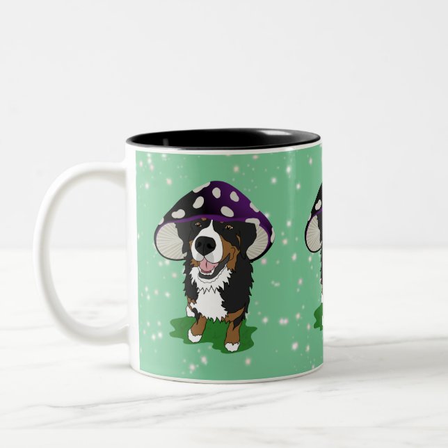Bernese Mountain Dog Mushroom Cap   Two-Tone Coffee Mug (Left)