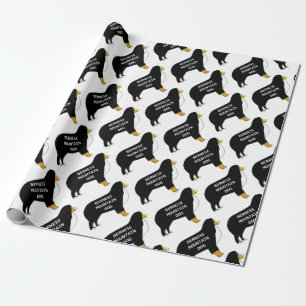 Bernese Mountain Dog name silhouette tan Wrapping Paper