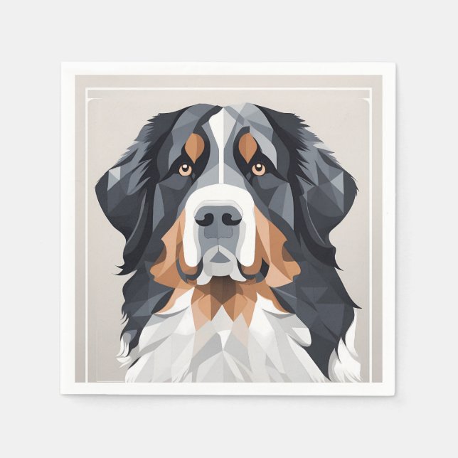 Bernese mountain dog on a grey background napkin (Front)