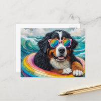 Bernese Mountain Dog on a Rainbow Colour Float