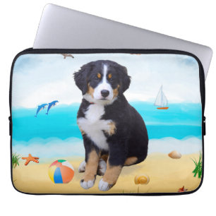 Bernese Mountain Dog on Beach Laptop Sleeve