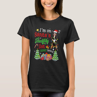 Bernese Mountain Dog On Santa's Naughty List Xmas T-Shirt