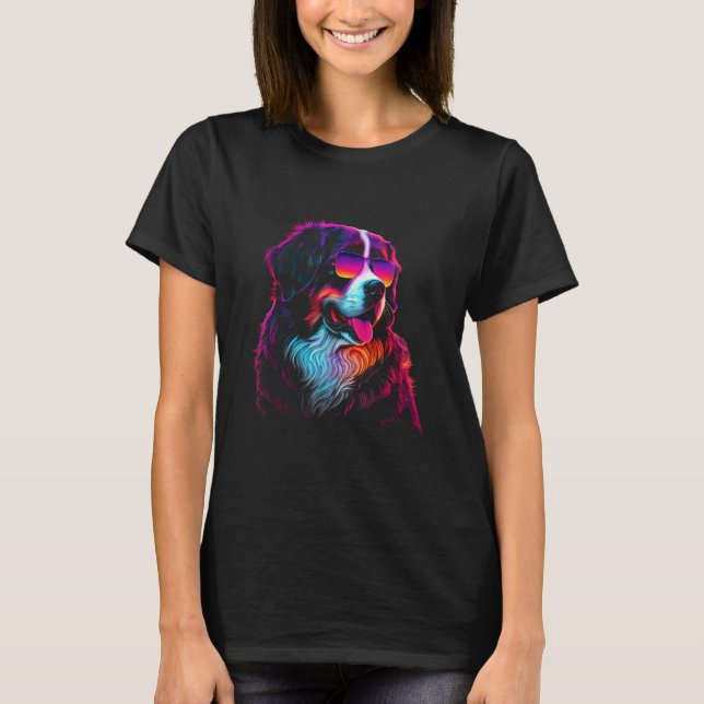 Bernese Mountain Dog owner Vaporwave Notorious DJ T-Shirt (Front)