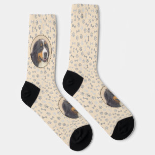 Bernese Mountain Dog Painting - Cute Original Do Socks