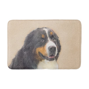 Bernese Mountain Dog Painting - Original Dog Art Bath Mat