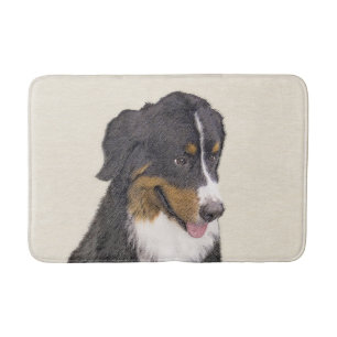 Bernese Mountain Dog Painting - Original Dog Art Bath Mat