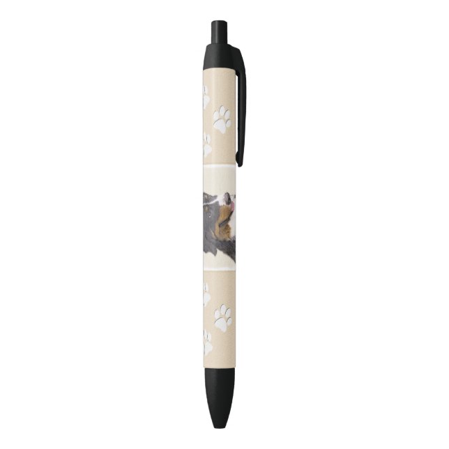 Bernese Mountain Dog Painting - Original Dog Art Black Ink Pen (Bottom (Vertical))