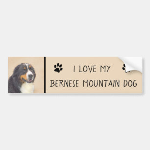 Bernese Mountain Dog Painting - Original Dog Art Bumper Sticker