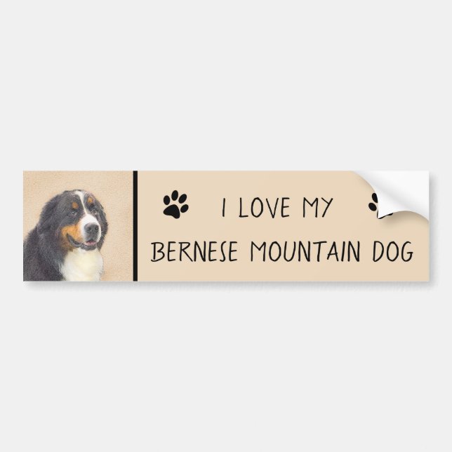Bernese Mountain Dog Painting - Original Dog Art Bumper Sticker (Front)