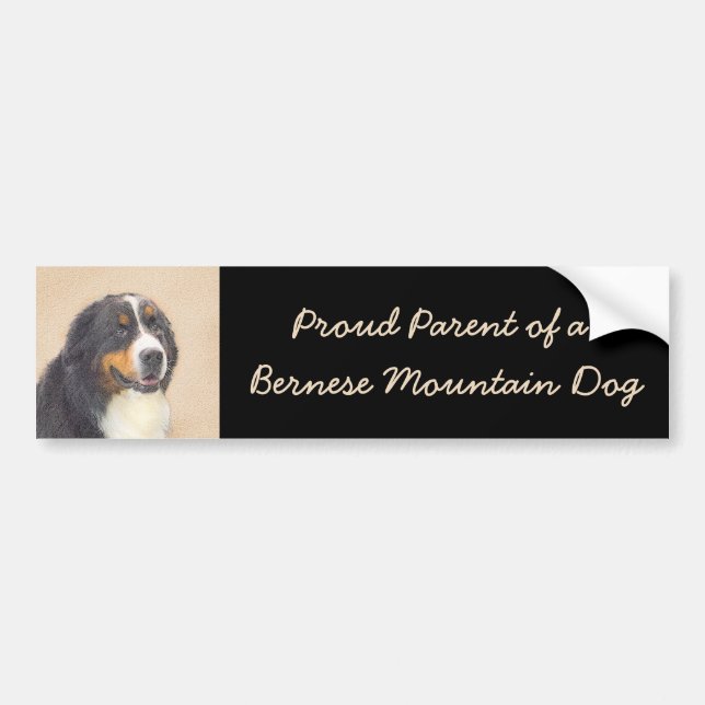 Bernese Mountain Dog Painting - Original Dog Art Bumper Sticker (Front)