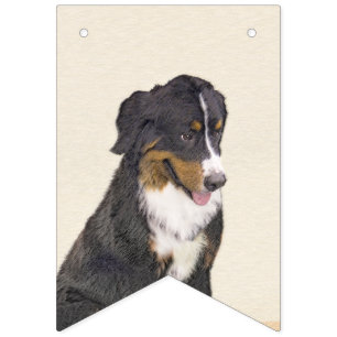 Bernese Mountain Dog Painting - Original Dog Art Bunting Flags