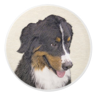 Bernese Mountain Dog Painting - Original Dog Art Ceramic Knob