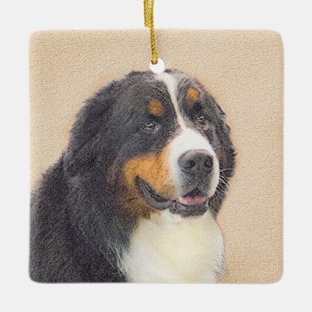 Bernese Mountain Dog Painting - Original Dog Art Ceramic Ornament (Front)