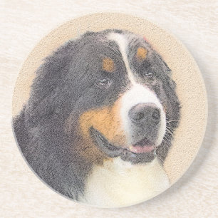 Bernese Mountain Dog Painting - Original Dog Art Coaster