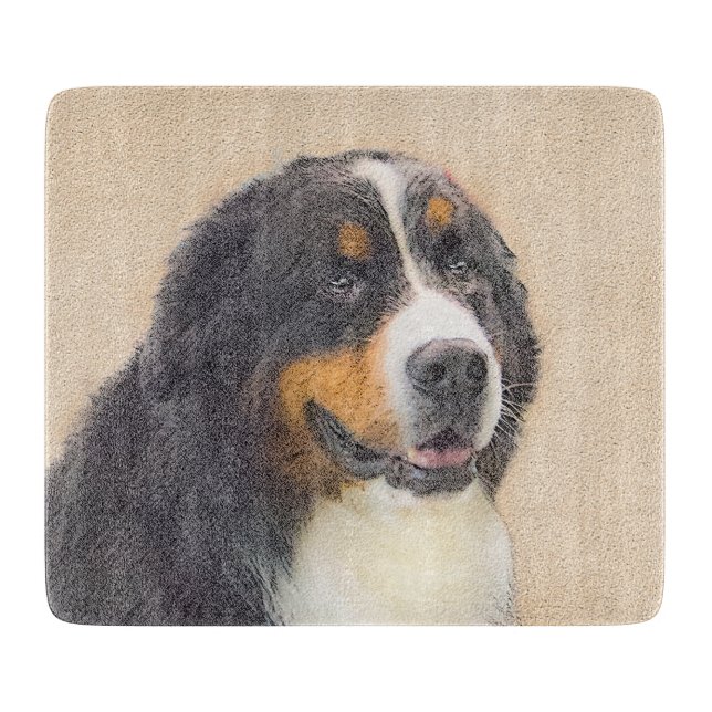 Bernese Mountain Dog Painting - Original Dog Art Cutting Board (Front)
