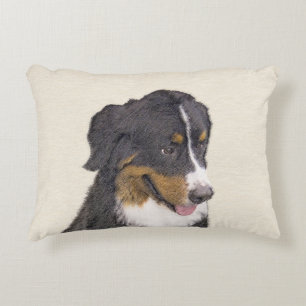 Bernese Mountain Dog Painting - Original Dog Art Decorative Pillow