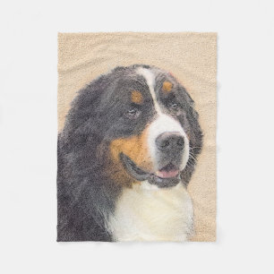 Bernese Mountain Dog Painting - Original Dog Art Fleece Blanket
