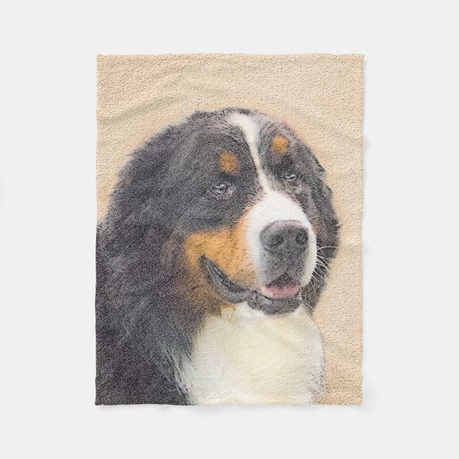 Bernese Mountain Dog Painting - Original Dog Art Fleece Blanket (Front)