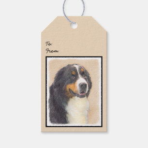 Bernese Mountain Dog Painting - Original Dog Art Gift Tags