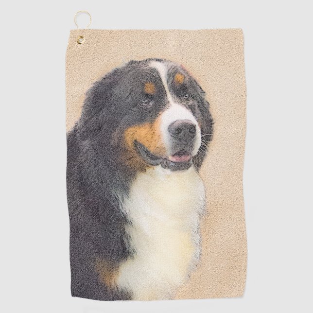 Bernese Mountain Dog Painting - Original Dog Art Golf Towel (Front)