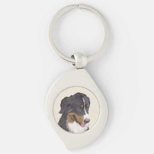 Bernese Mountain Dog Painting - Original Dog Art Keychain (Front)